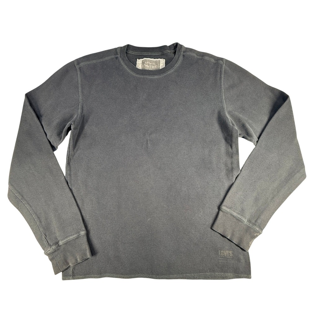 Levi's Mens Thermal Shirt Waffle Knit Long Sleeve Medium Gray Cotton